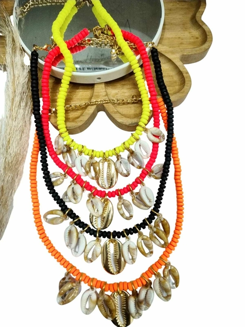 COD PP117 - Colar (Chocker) Fimos e Búzios - Unidade