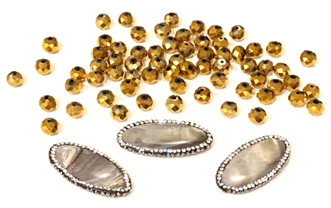 COD 3493 - Pedra Natural Passante Cravejada com Marcassitas e Strass - Unidade