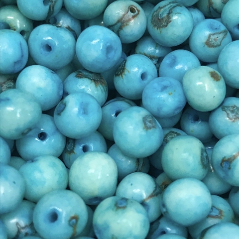 COD 8521 - Semente de Açaí 10mm Turquesa - 25 Unidades