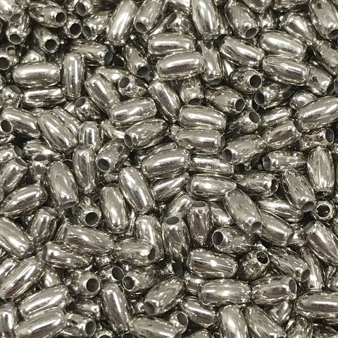 COD 9761 - ABS Arroz 3x6mm Prateado - 10 Gramas
