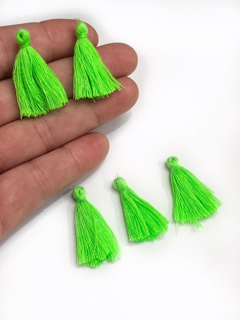 COD 6486 - Franja Tassel 3cm Verde Limão Neon - PAR