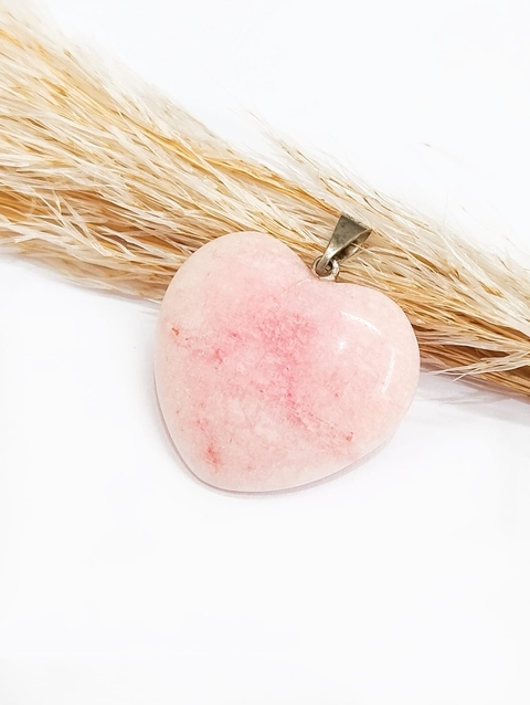 COD 7729 - Pingente de Pedra Natural 2.5x2.3 Coração Quartzo Rosa - Unidade