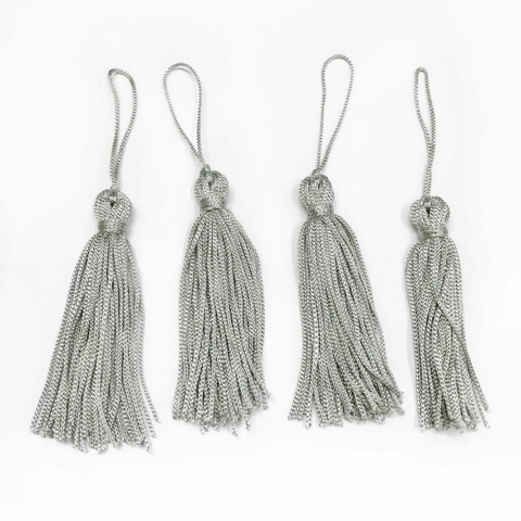 COD 9005 - Tassel de Malha 7,0cm Cinza - Unidade