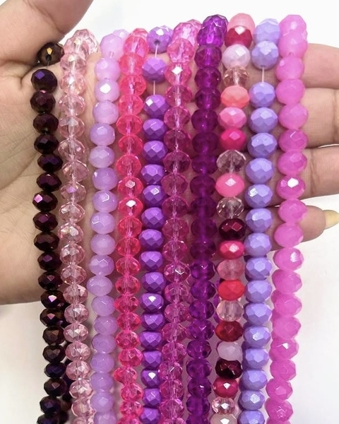 COD KI003 - Kit de Cristais de Vidro 8mm Pink/Purple - 10 Fios (1 de cada cor) - comprar online