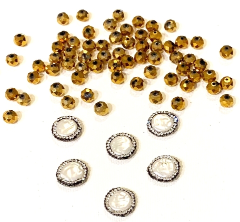 COD 3496 - Pedra Natural Passante 16x19 Cravejada com Marcassitas e Strass - Unidade