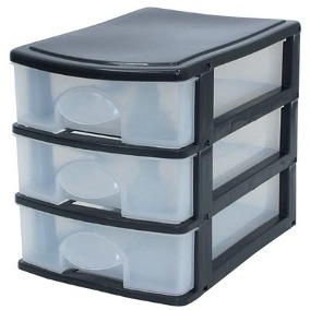 COD 3262 - Gaveteiro Preto com 3 Gavetas - Unidade