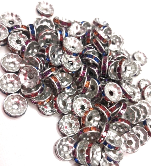 COD 6899 - Rondela de Strass 10mm Colorida - Und
