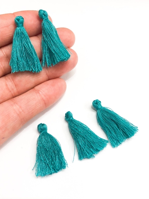 COD 6491 - Franja Tassel 3cm Verde Aturquesado - PAR