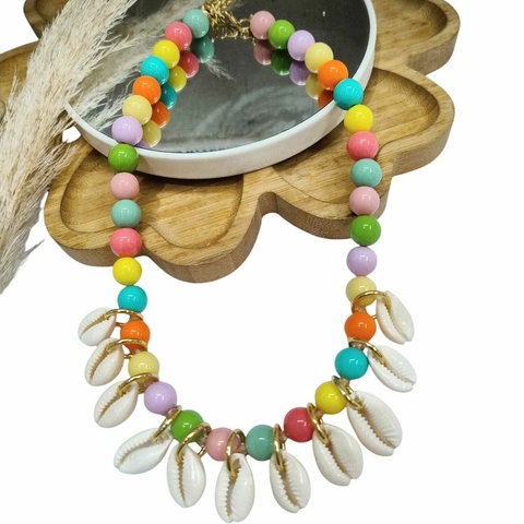 COD PP123 - Colar Búzios Ball Colors - Unidade
