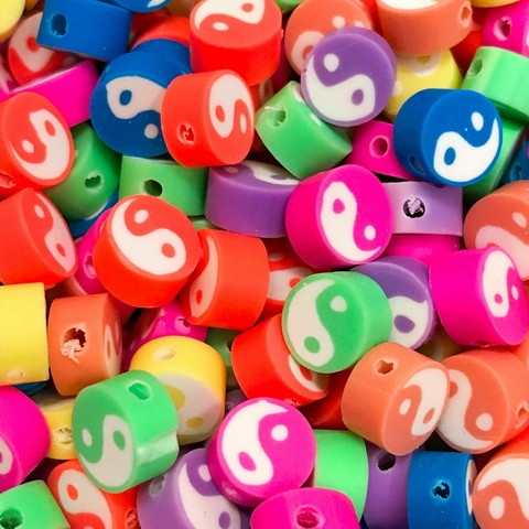 COD 8533 - Fimo Passante Símbolo Yin Yang - 10 Unidades