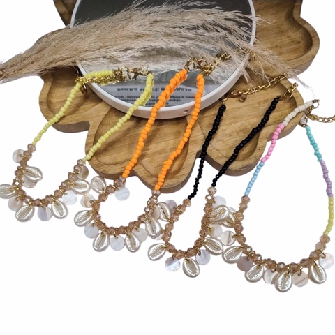 COD PP120 - Colar Verão Búzios/Cristais/Miçangas - Unidade