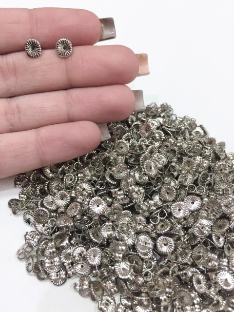 COD 7300 - Tarracha Tipo Borboleta 6mm Prateado - 3 Pares