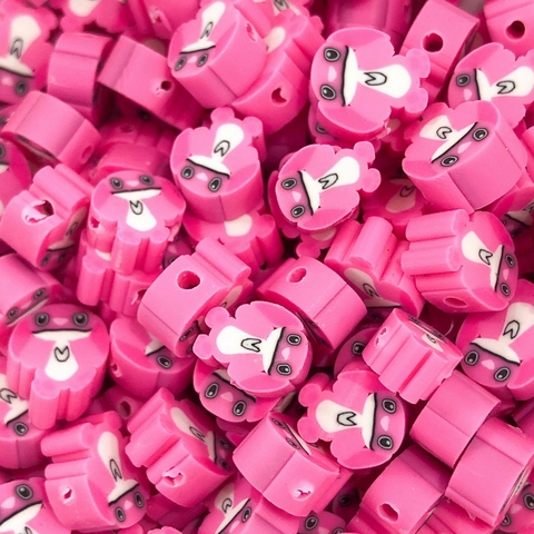 COD 9048 - Fimo Emborrachado Stitch Pink - 10 Unidades