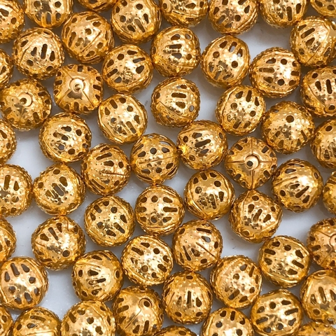 COD 1547 - Bola Vazada Dourada 8mm - 10 unidades