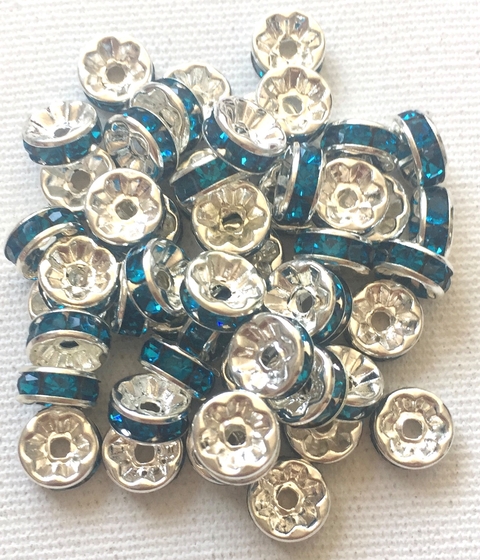 COD 1559 - Rondela de Strass 8mm Turquesa - Unidad