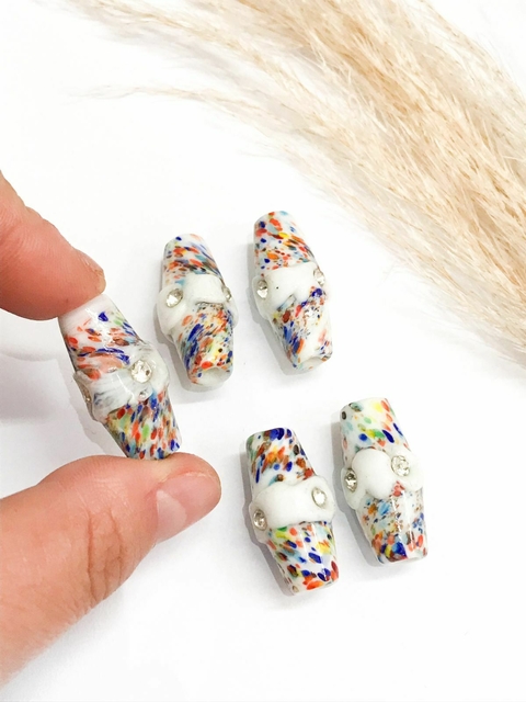 COD 8776 - Firma de Murano 2.8x1.9cm C/Strass Colorida -