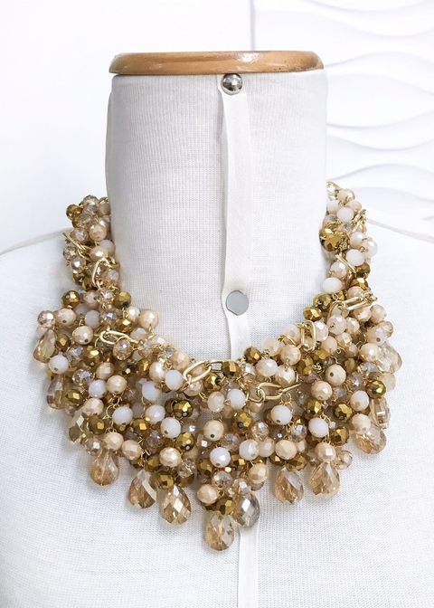 COD PP058 - Maxi Colar Cristais Luxo - Unidade