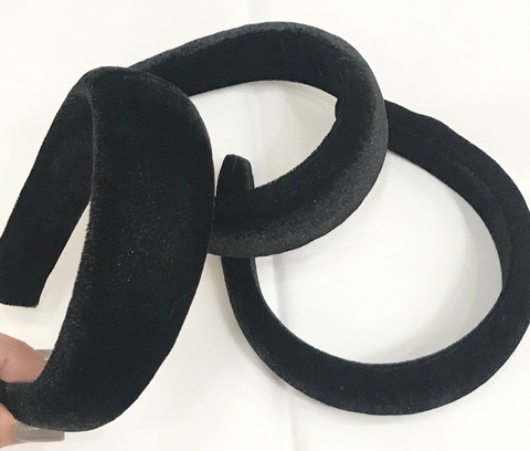 COD 7226 - Tiara 30mm de Veludo Acolchoada Preto - Unidade