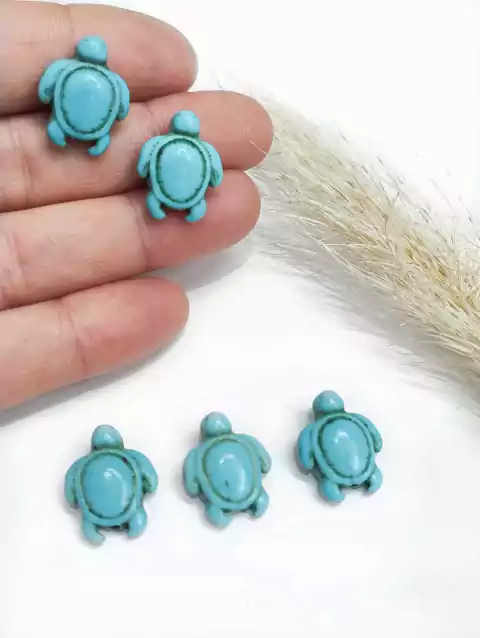 COD 2241 - Tartarugas 1.7x1.4 Passante de Howlita Turquesa - 5 Unidades