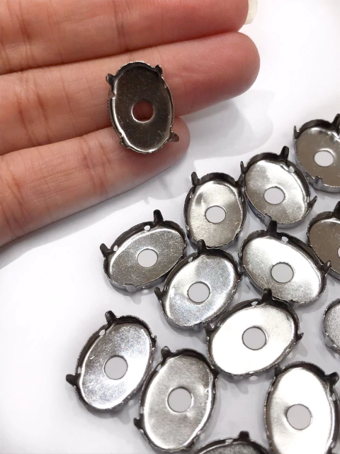 COD 9721 - Caixa Para Chaton Engrampado Oval 13x18 Grafite - 10 Unidades