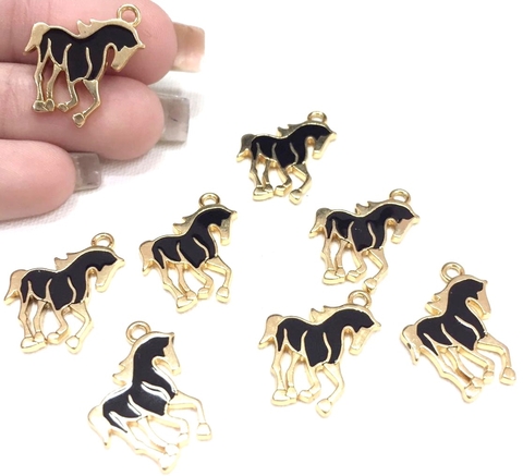 COD 7454 - Pingente Cavalo Preto Resinado - Unidade