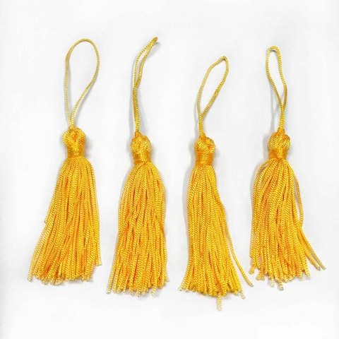 COD 3322 - Tassel de Malha 7,0cm Amarelo Canário - Unidade