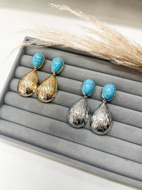 COD PP231 - Brinco Gota Turquesa - PAR