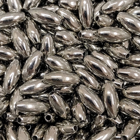 COD 9768 - Abs Arroz 6x12mm Prateado - 10 Gramas