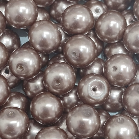 COD 5589 - Pérola de Vidro 10mm Marrom Metalizado - 40 Unidade