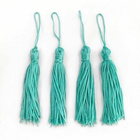 COD 3318 - Tassel de Malha 7,0cm Verde Água - Unidade