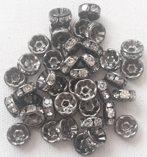 COD 1552 - Rondela De Strass 8mm Grafite - Unidade