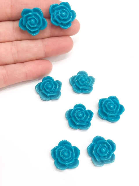 COD 5169 - Flor de Acrílico (2,0cm)Passante Azul - 2 Unidades