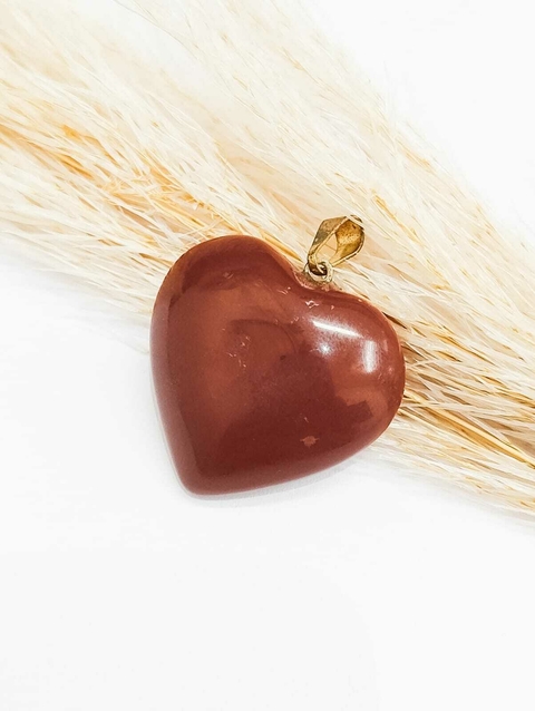 COD 7727 - Pingente Coração 2.5x2.3 de Pedra Natural Jaspe Africano - Unidade