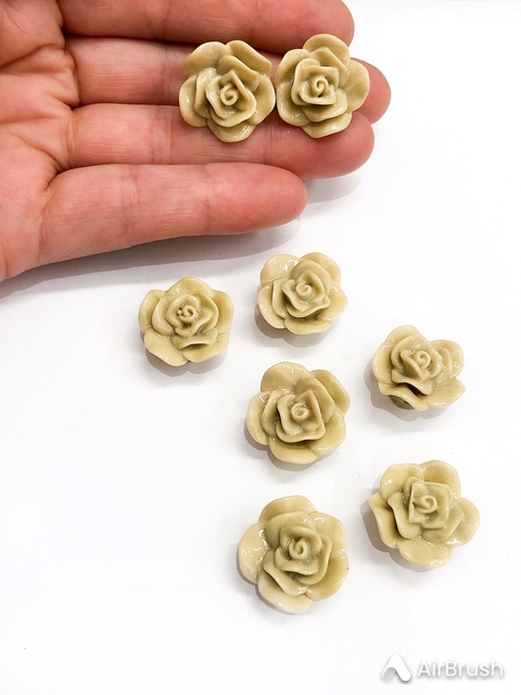 COD 5170 - Flor de Acrílico (2,0cm)Passante Bege - 2 Unidades