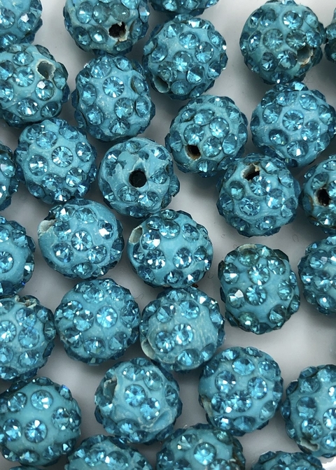 COD 3057 - Bola de Strass 8mm Azul Claro - 4 Unidades