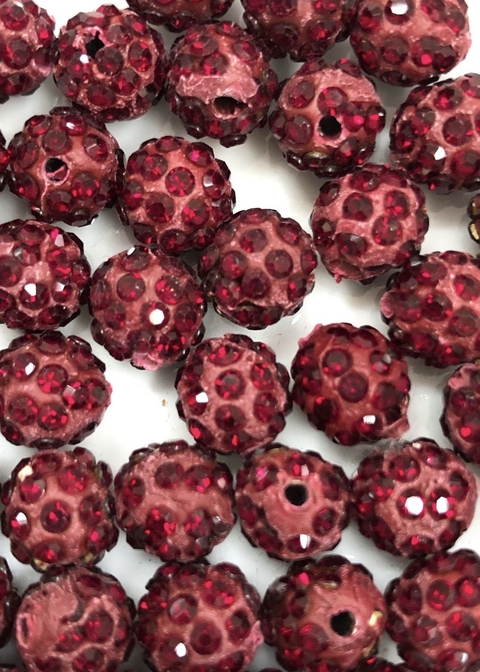 COD 3067 - Bola de Strass 10mm Marsala - 4 Unidades