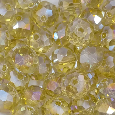 COD 1819 - Cristal de Vidro 10mm Quartz Amarelo AB - Aprox. 60 Pedras