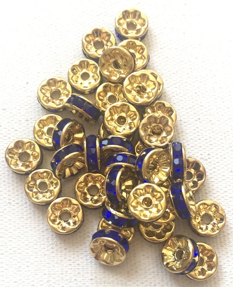COD 1560 - Rondela de Strass 8mm Azul Royal - Und