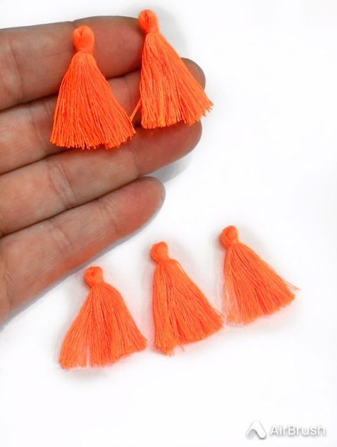 COD 6490 - Franja Tassel 3cm Laranja Neon - PAR