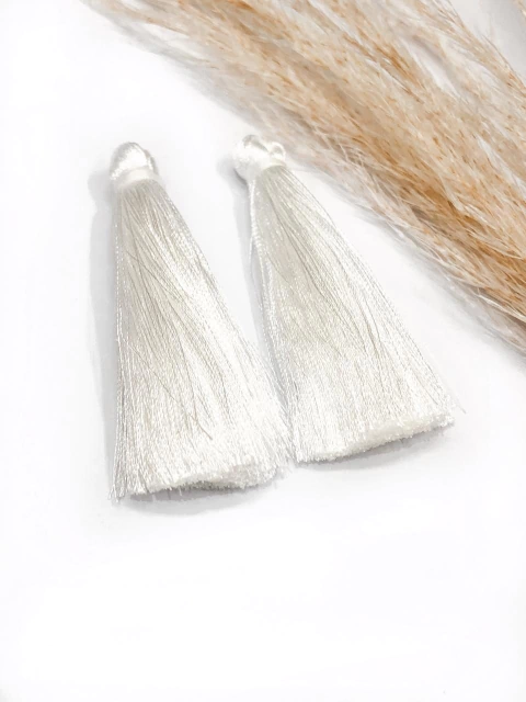 COD 6930 - Tassel Franja 6,5cm Branco - PAR