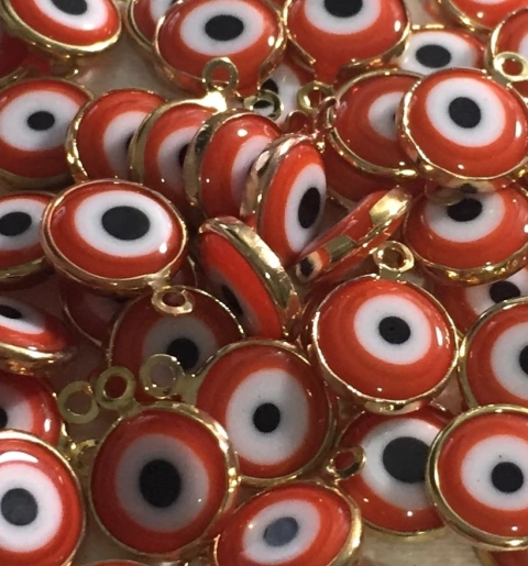 COD 2140 - Pingente Olho Grego 10mm Laranja - Unidade