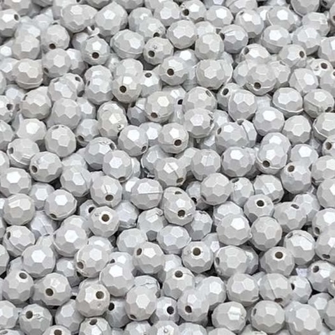 COD 7613 - Contas Acrílicas Facetadas 6mm Branco - 10 Gramas