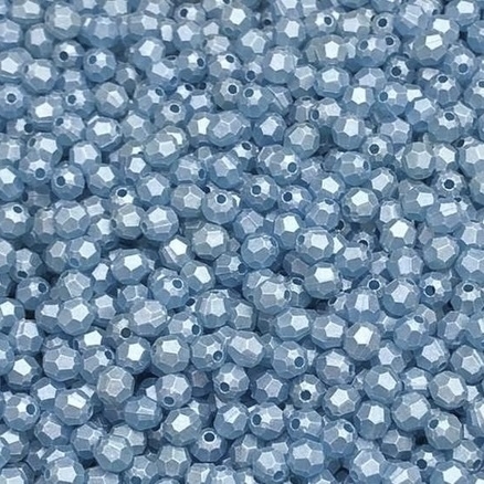 COD 7603 - Contas Acrílicas Facetadas 6mm Azul Bebê - 10 Gramas