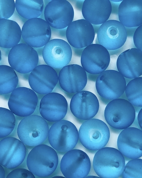 COD 6931 - Conta de Murano 8mm Light Blue Fosco - 25 unidades