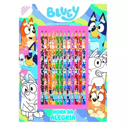 COD PC288 - Kit Livro de Pintar e Atividades Bluey + 12 Lápis de Cor