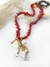 COD PP010 - Colar de Pedras Naturais Coral Com Penduricalhos de Madrepérola - Unidade