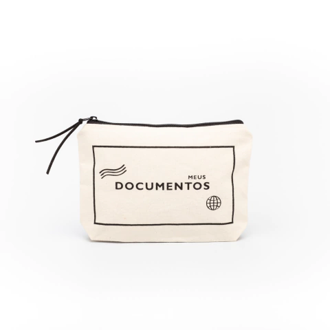 Porta Documentos - em tecido de algodão cor cru