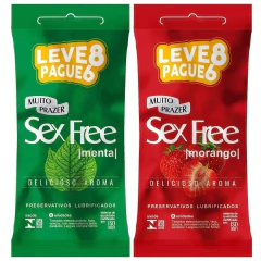 PRESERVATIVOS LUBRIFICADOS AROMÁTICOS LEVE 8 PAGUE 6 SEX FREE