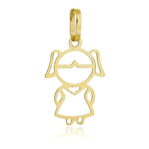 Pingente Menina Vazado em Ouro 18k
