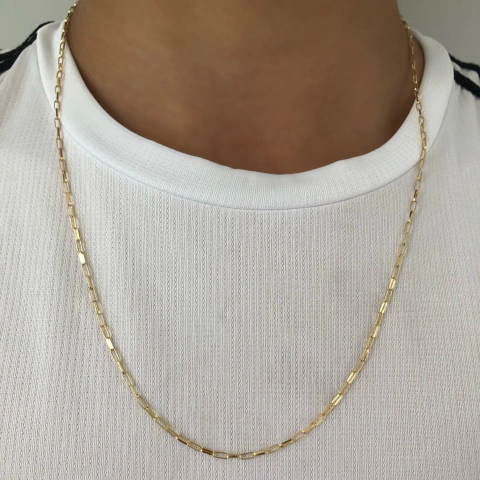 Cordão TIJOLINHO 60cm em Ouro 18k